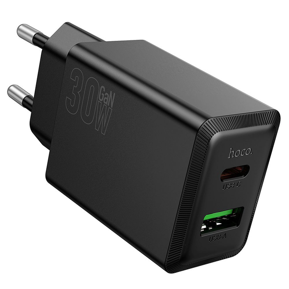Verkkolaturi HOCO N71, 30W, 3A, 1 x USB-A - 1 x USB-C, Musta