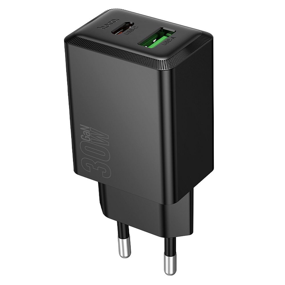 Verkkolaturi HOCO N71, 30W, 3A, 1 x USB-A - 1 x USB-C, Musta