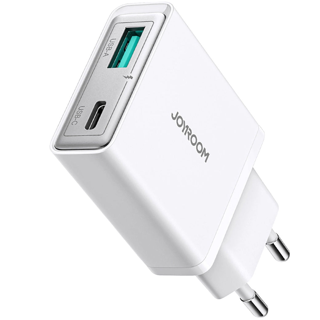 Joyroom verkkolaturi JR-TCF14, 20W, 3A, 1 x USB-A - 1 x USB-C, valkoinen