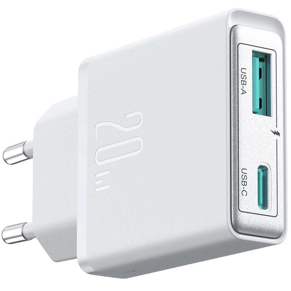 Joyroom verkkolaturi JR-TCF14, 20W, 3A, 1 x USB-A - 1 x USB-C, valkoinen