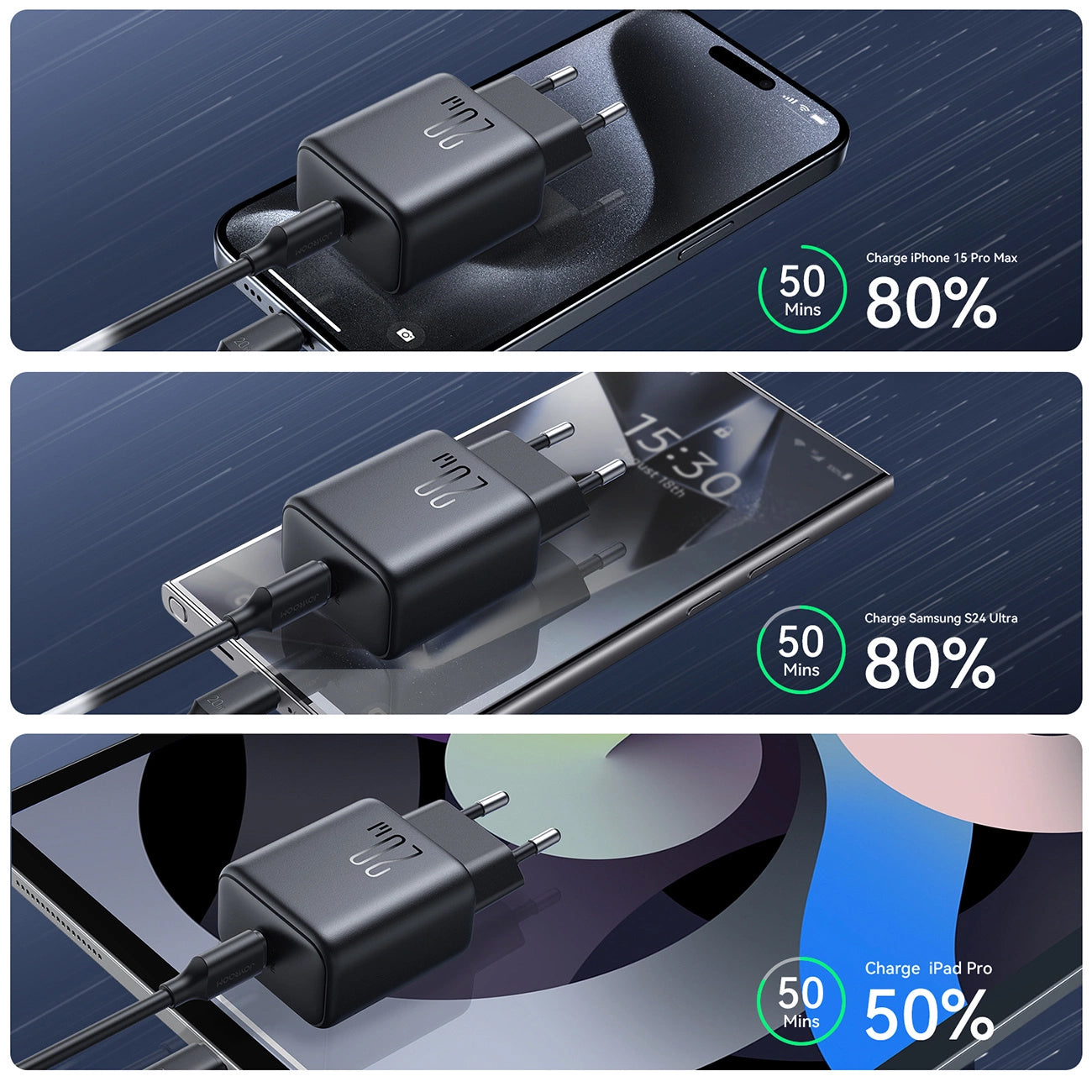 Joyroom JR-TCF20 Verkkolaturi, 20W, 3A, 1 x USB-C, Musta