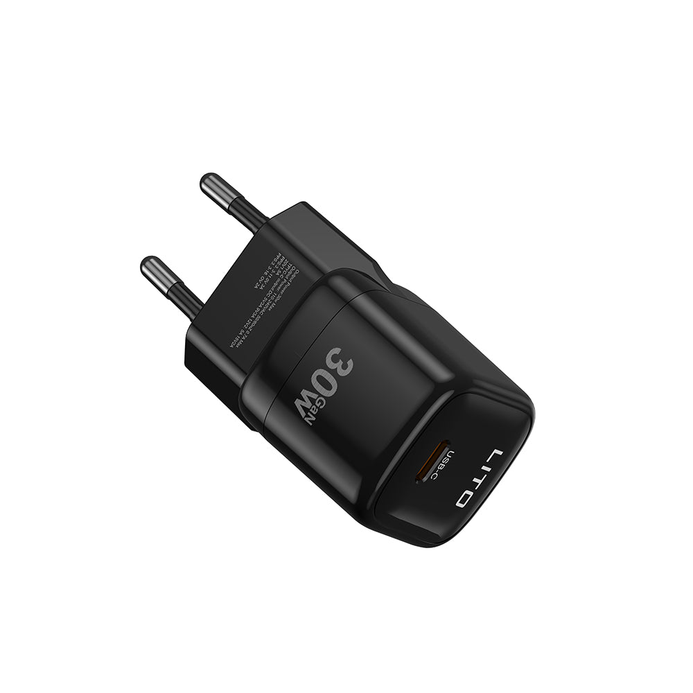 Lito LC11 Verkkolaturi, 30W, 3A, 1 x USB-C, Musta