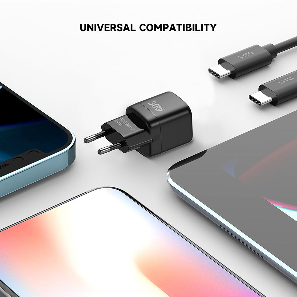 Lito LC11 Verkkolaturi, 30W, 3A, 1 x USB-C, Musta