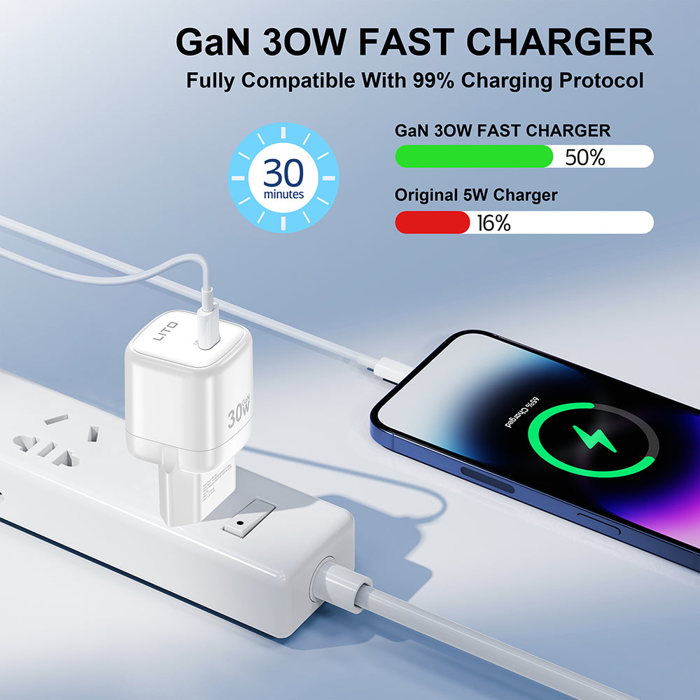 Lito LC11 Verkkolaturi, 30W, 3A, 1 x USB-C, Musta