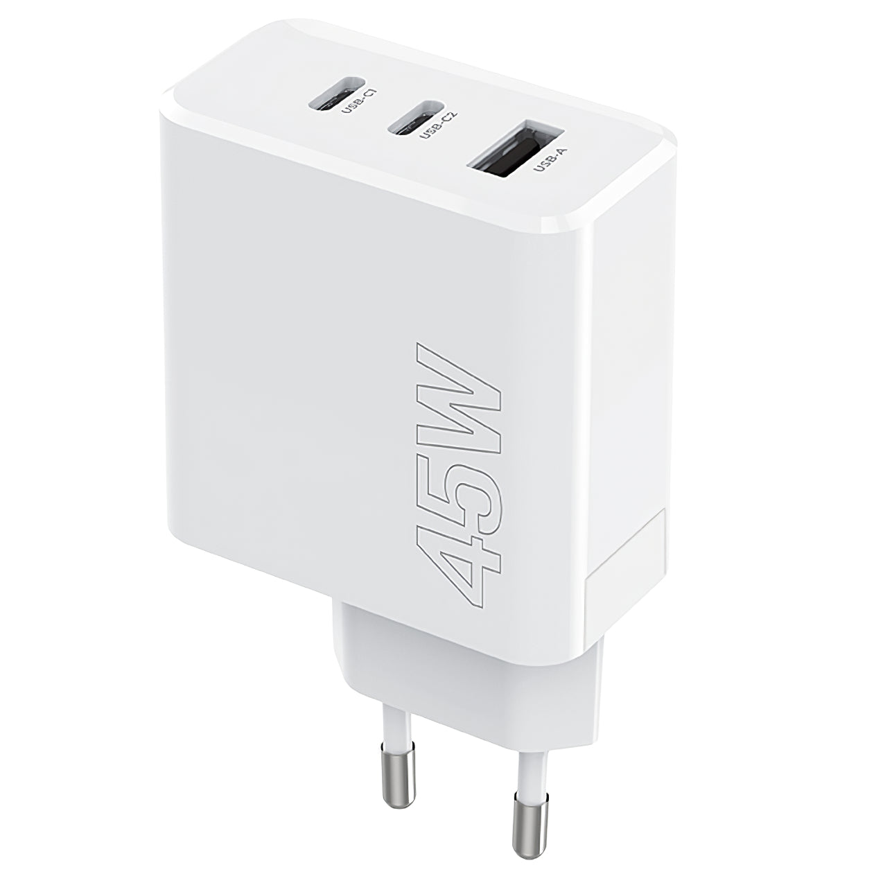 MaXlife verkkolaturi MXTC-07-45ACC, 45W, 3A, 1 x USB-A - 2 x USB-C, valkoinen