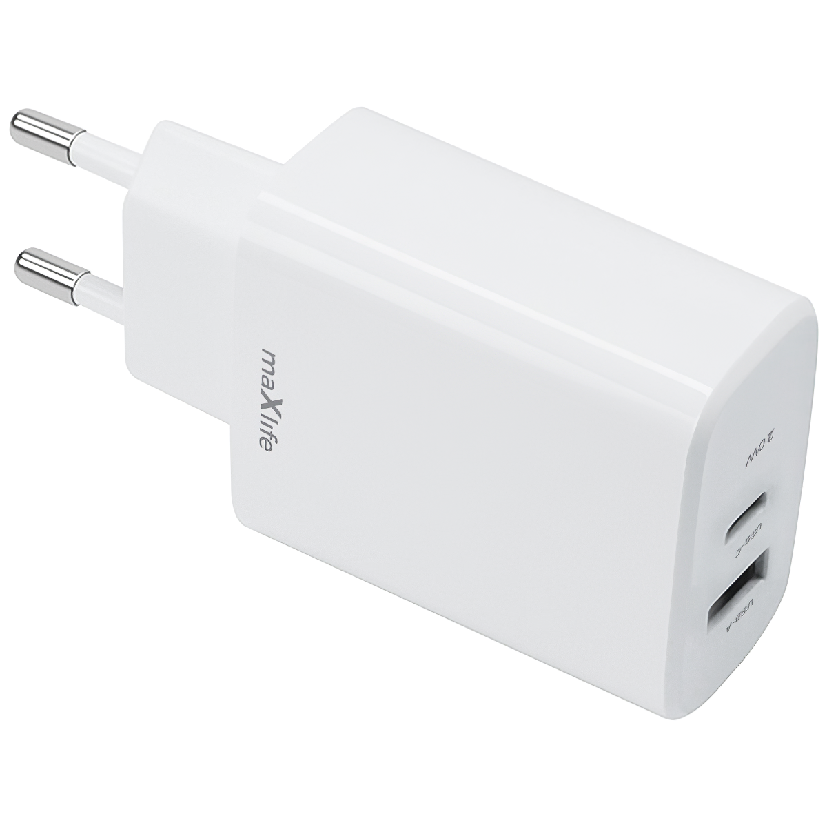 MaXlife MXTC-10-20-20AC verkkolaturi, 20W, 3A, 1 x USB-A - 1 x USB-C, valkoinen