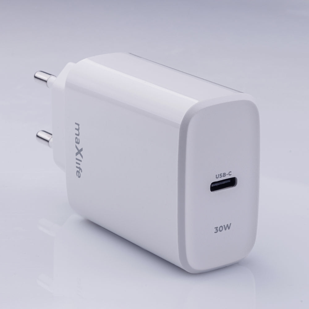 MaXlife MXTC-10-30C verkkolaturi, 30W, 3A, 1 x USB-C, valkoinen