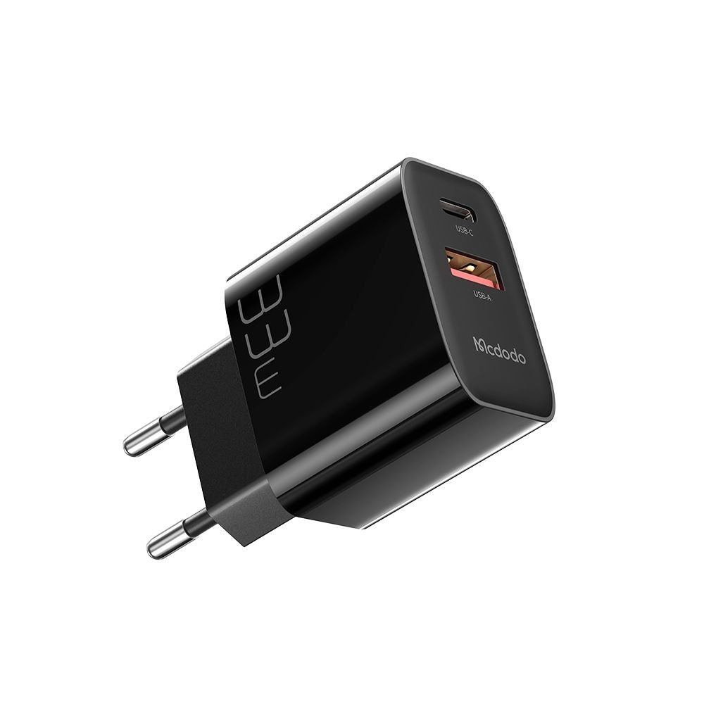 McDodo CH-0921 -verkkolaturi, 33W, 3A, 1 x USB-A - 1 x USB-C, Musta