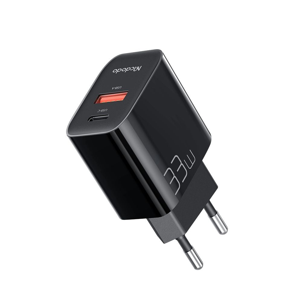 McDodo CH-0921 -verkkolaturi, 33W, 3A, 1 x USB-A - 1 x USB-C, Musta