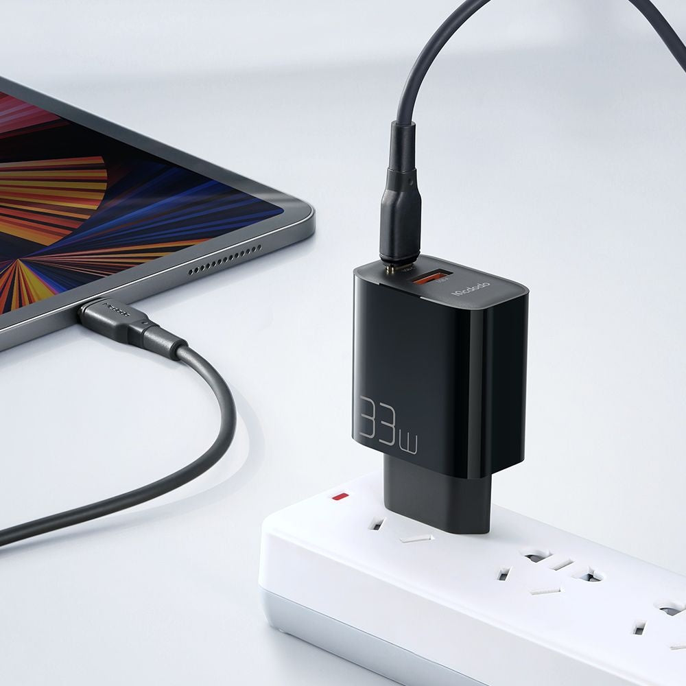 McDodo CH-0921 -verkkolaturi, 33W, 3A, 1 x USB-A - 1 x USB-C, Musta