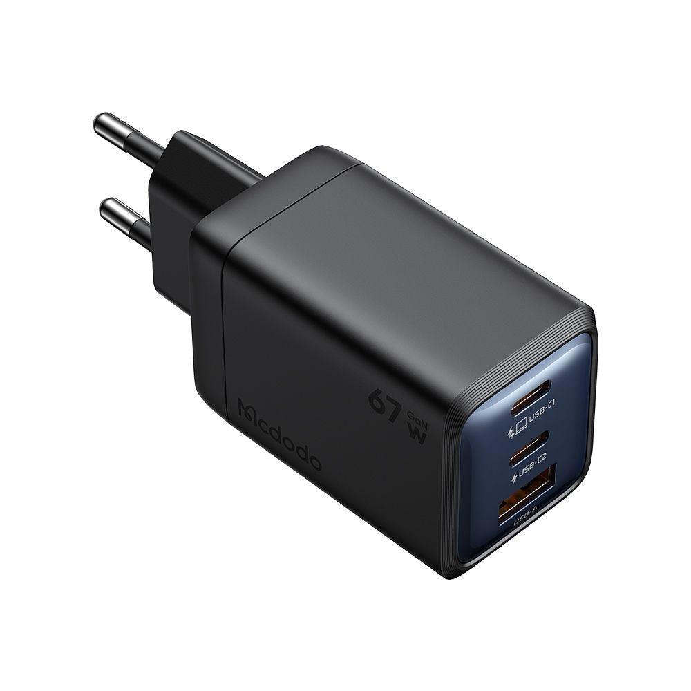 McDodo CH-0970 Gana Mini -verkkolaturi, 67W, 3A, 1 x USB-A - 2 x USB-C, Musta