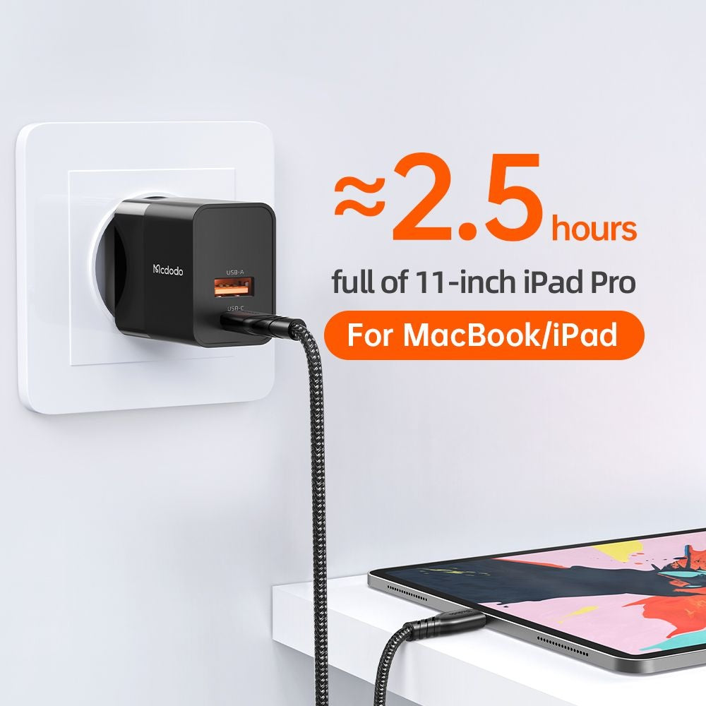 McDodo CH-1951 Hydrogen -verkkolaturi, 20W, 3A, 1 x USB-A - 1 x USB-C, musta