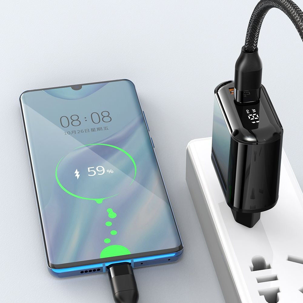 McDodo CH-7170 Chocolate Display -verkkolaturi, 20W, 3A, 1 x USB-A - 1 x USB-C, Musta