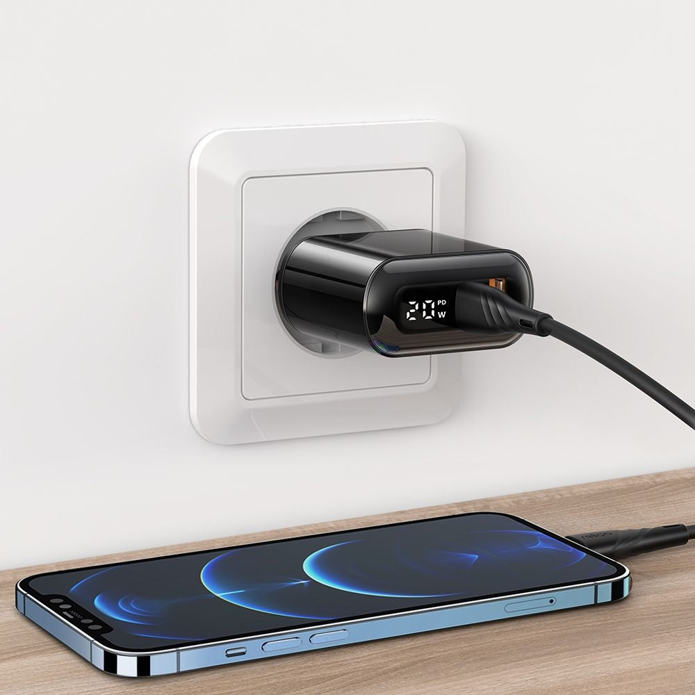 McDodo CH-7170 Chocolate Display -verkkolaturi, 20W, 3A, 1 x USB-A - 1 x USB-C, Musta