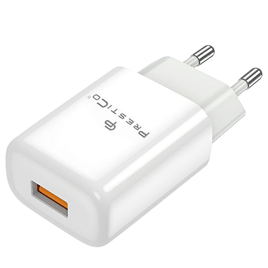 Verkkolaturi Prestico F7, 12W, 2.4A, 1 x USB-A, valkoinen