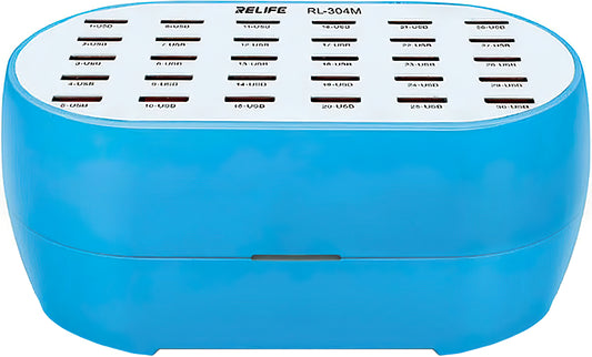 Latausasema Relife RL-304M, 160W, 2.4A, 30 x USB-A, sininen, sininen