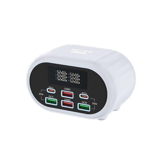 Latausasema Relife RL-309U, 72W, 5A, 2 x USB-C - 4 x USB-A, hopea