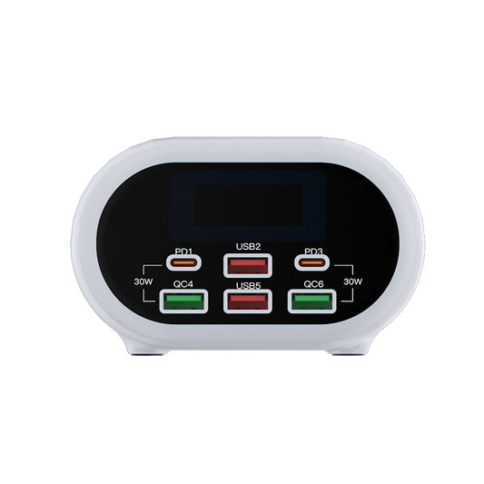 Latausasema Relife RL-309U, 72W, 5A, 2 x USB-C - 4 x USB-A, hopea