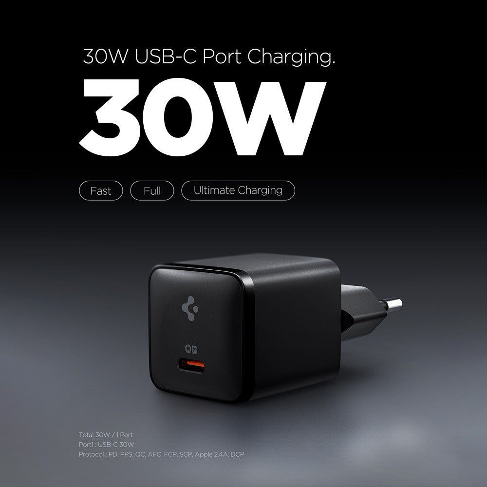 Verkkolaturi Spigen EE301EU Essential, 30W, 3A, 1 x USB-C, Musta ACH09493