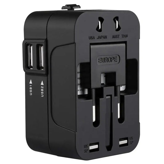 Techsuit HHT202 Travel -verkkolaturi, 10W, 2A, 2 x USB-A, Musta