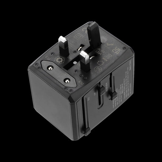 Techsuit HHT904-B2 Travel -verkkolaturi, 20W, 3A, 2 x USB-A - 2 x USB-C, Musta