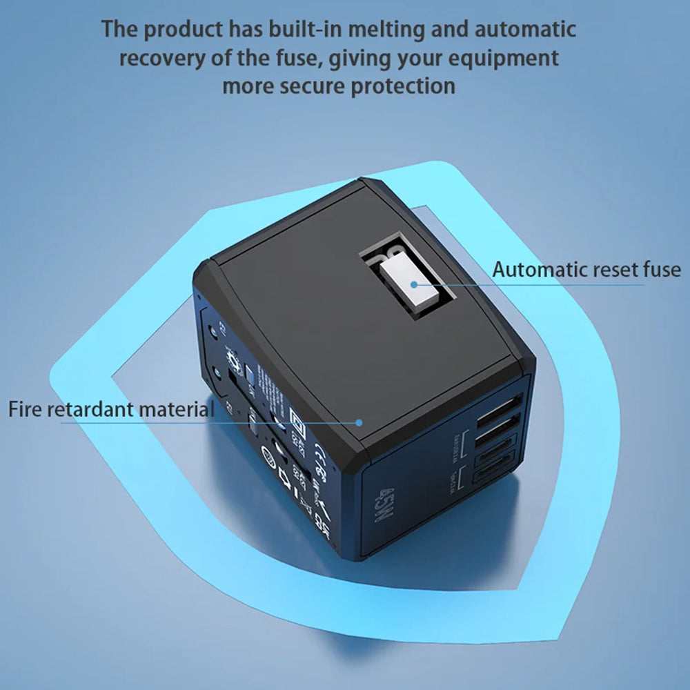 Techsuit HHT905 Travel -verkkolaturi, 45W, 3A, 2 x USB-A - 2 x USB-C, Musta