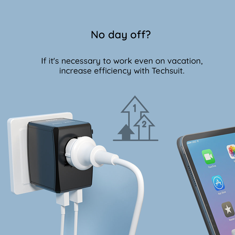 Verkkolaturi Techsuit HHT906 Travel, 65W, 3.25A, 2 x USB-A - 2 x USB-C, Musta