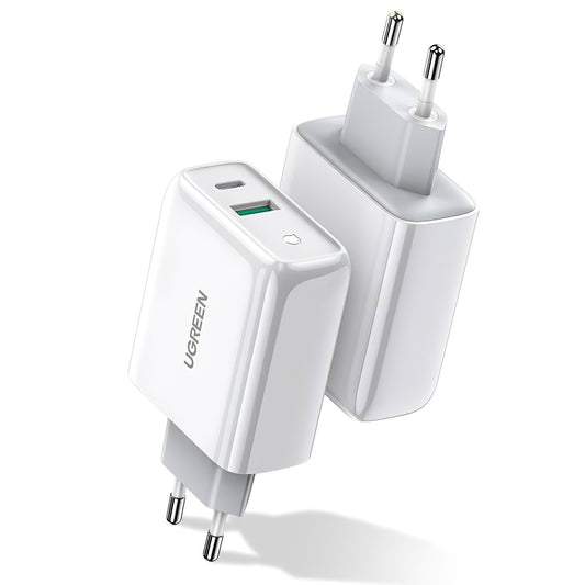 Verkkolaturi UGREEN CD170, 36W, 3A, 1 x USB-A - 1 x USB-C, valkoinen