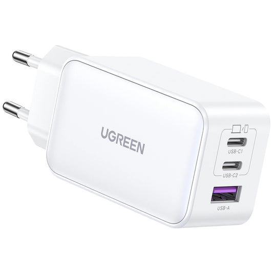 Verkkolaturi UGREEN CD244, 65W, 3A, 1 x USB-A - 2 x USB-C, valkoinen