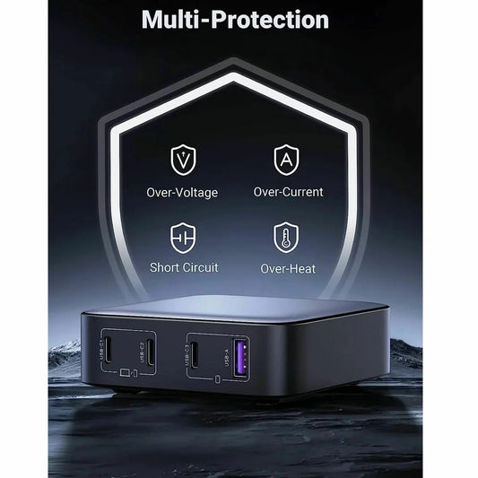 Latausasema UGREEN CD328, 100W, 3A, 1 x USB-A - 3 x USB-C, harmaa