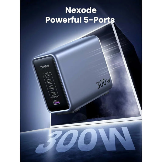 Latausasema UGREEN CD333 Nexode, 300W, 5A, 1 x USB-A - 4 x USB-C, harmaa