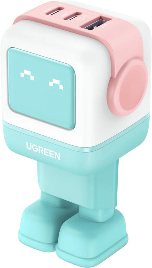 Verkkolaturi UGREEN CD361 Uno, 65W, 3.25A, 1 x USB-A - 2 x USB-C, turkoosi