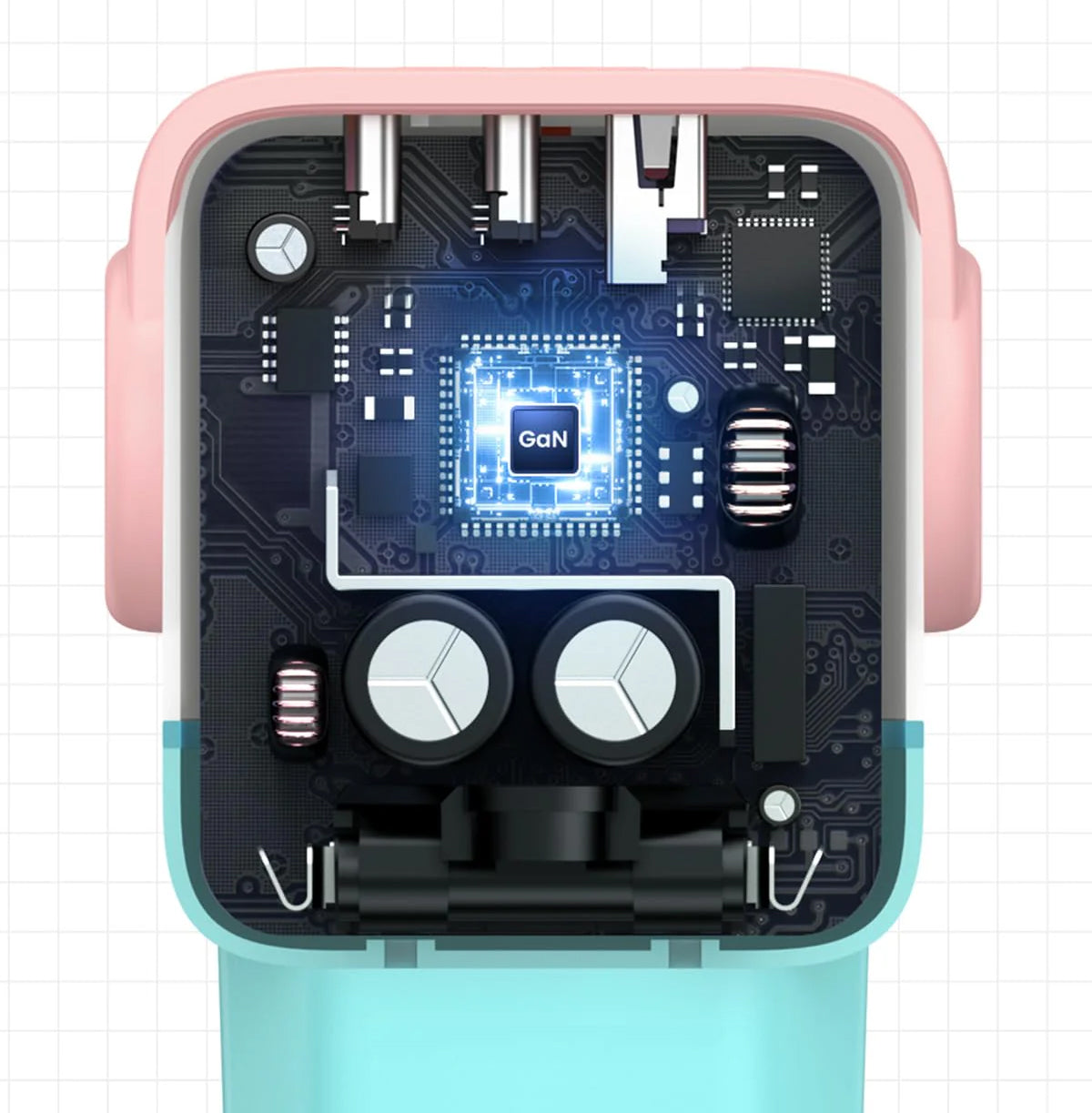 UGREEN CD361 Uno -verkkolaturi, 65W, 3.25A, 1 x USB-A - 2 x USB-C, turkoosi