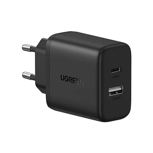 UGREEN X227 Verkkolaturi, 20W, 3A, 1 x USB-A - 1 x USB-C, Musta
