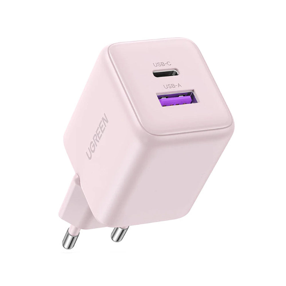 UGREEN X516 Verkkolaturi, 30W, 3A, 1 x USB-A - 1 x USB-C, Pinkki