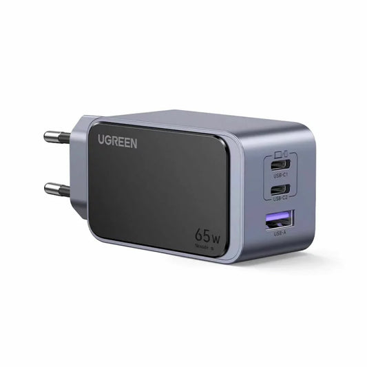 Verkkolaturi UGREEN X553 Nexode Pro, 65W, 3A, 1 x USB-A - 2 x USB-C, harmaa