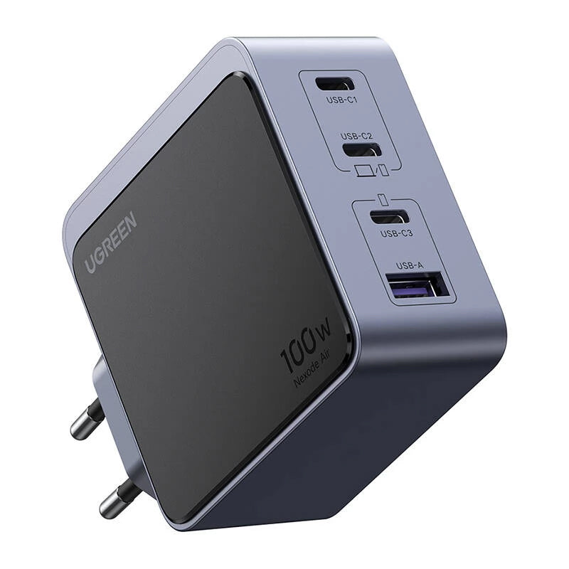 Verkkolaturi UGREEN X565 Nexode Air, 100W, 5A, 1 x USB-A - 3 x USB-C, harmaa