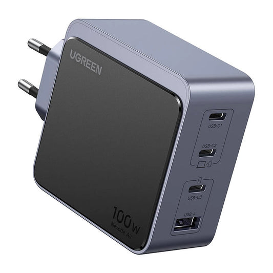 Verkkolaturi UGREEN X565 Nexode Air, 100W, 5A, 1 x USB-A - 3 x USB-C, harmaa