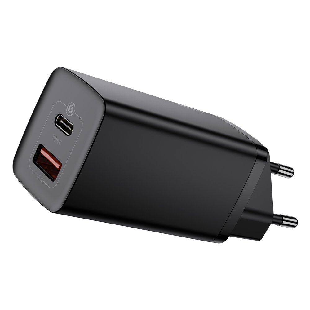 Baseus GaN2 Lite verkkolaturi, 65W, 3A, 1 x USB-A - 1 x USB-C, musta CCGAN2L-B01