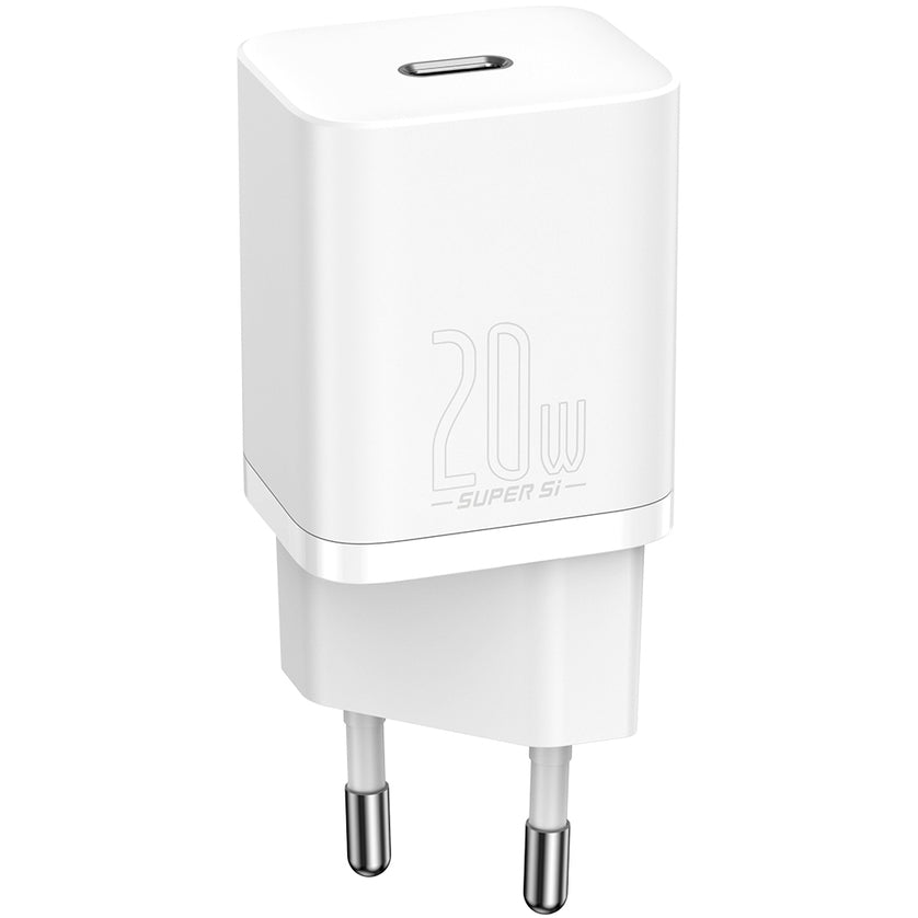 Baseus Super Si verkkolaturi, 20W, 3A, 1 x USB-C, valkoinen CCSUP-B02