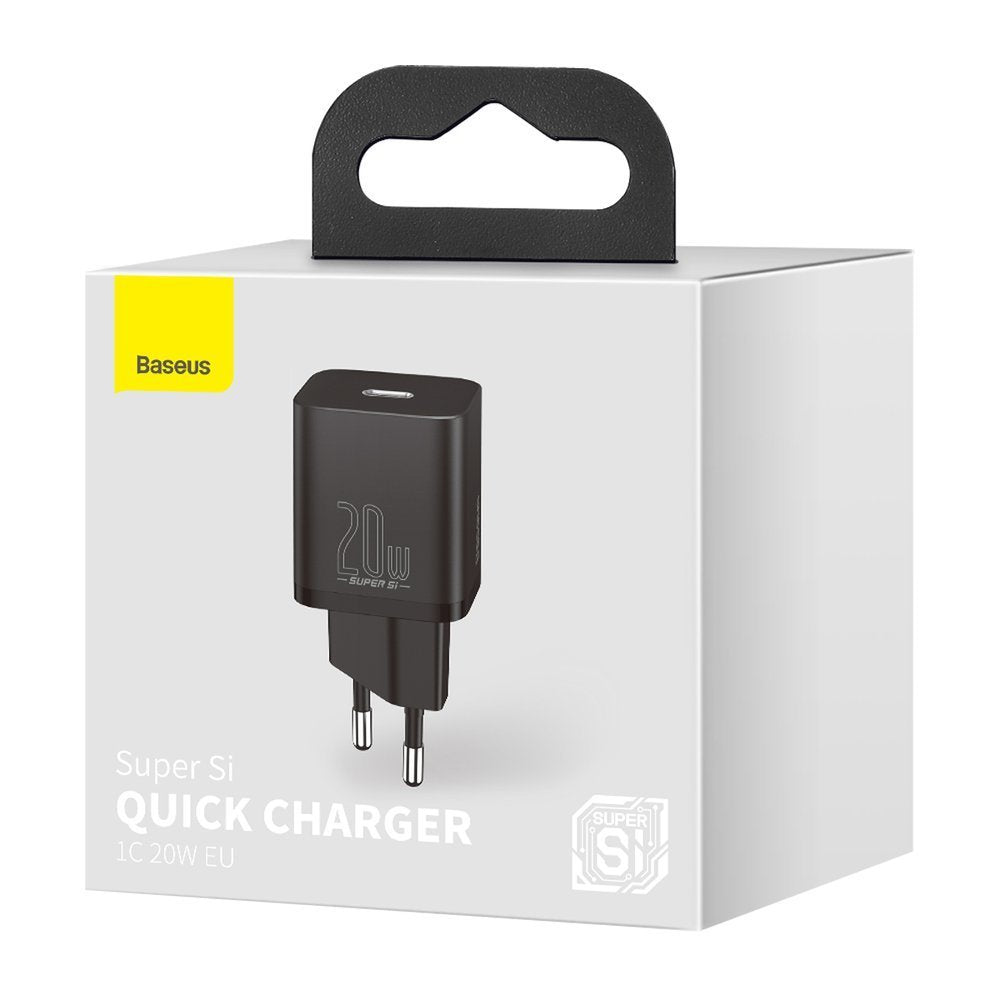 Baseus Super Si verkkolaturi, 20W, 3A, 1 x USB-C, musta CCSUP-B01