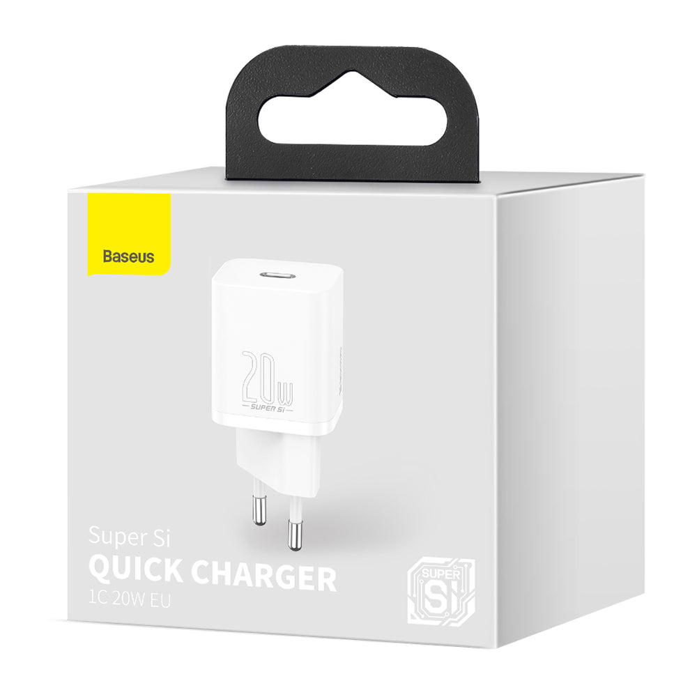 Baseus Super Si verkkolaturi, 20W, 3A, 1 x USB-C, valkoinen CCSUP-B02