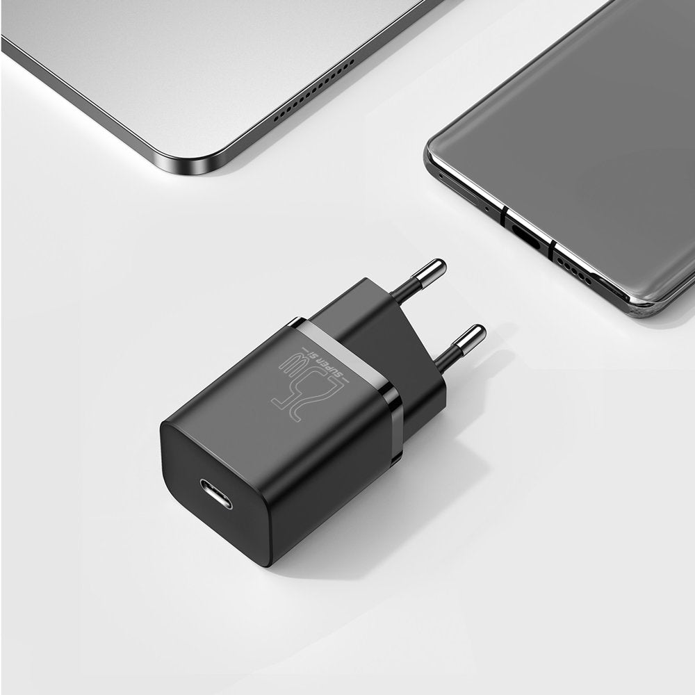 Baseus Super Si verkkolaturi, 25W, 3A, 1 x USB-C, musta CCSP020101