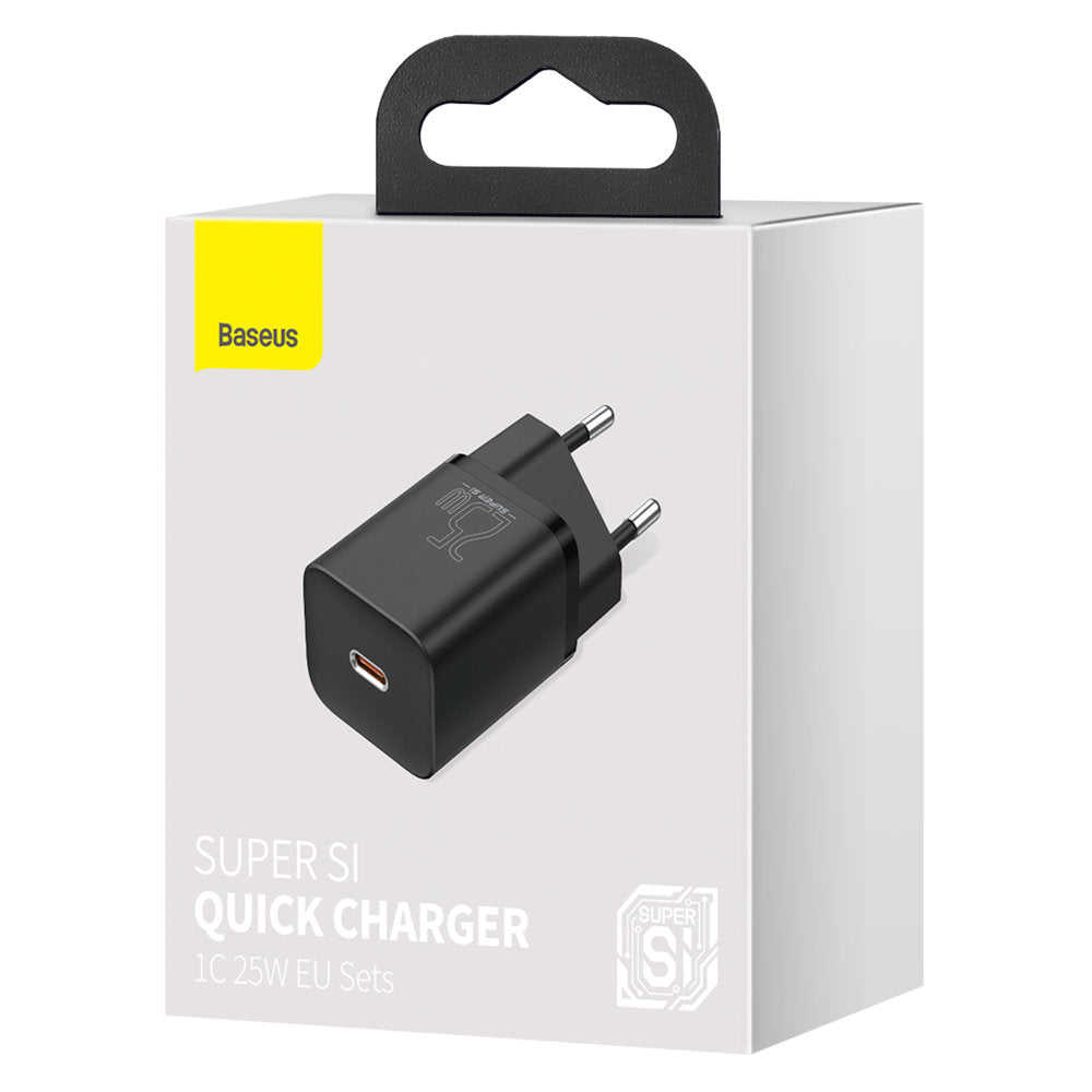 Baseus Super Si verkkolaturi, 25W, 3A, 1 x USB-C, musta CCSP020101