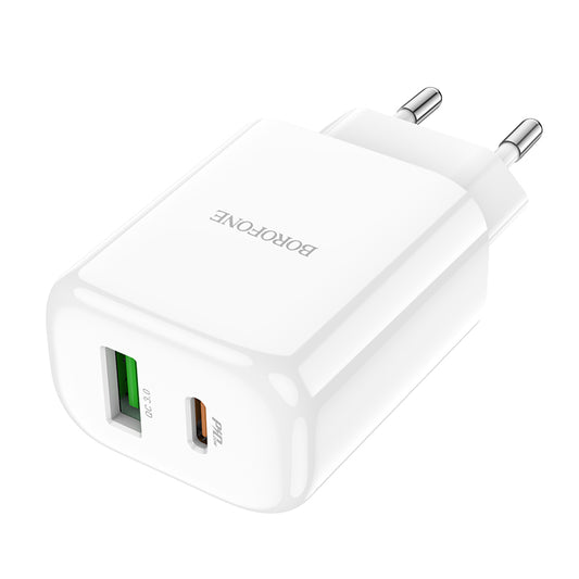 Borofone BBN4 Potential -verkkolaturi, 20W, 3A, 1 x USB-A - 1 x USB-C, Valkoinen