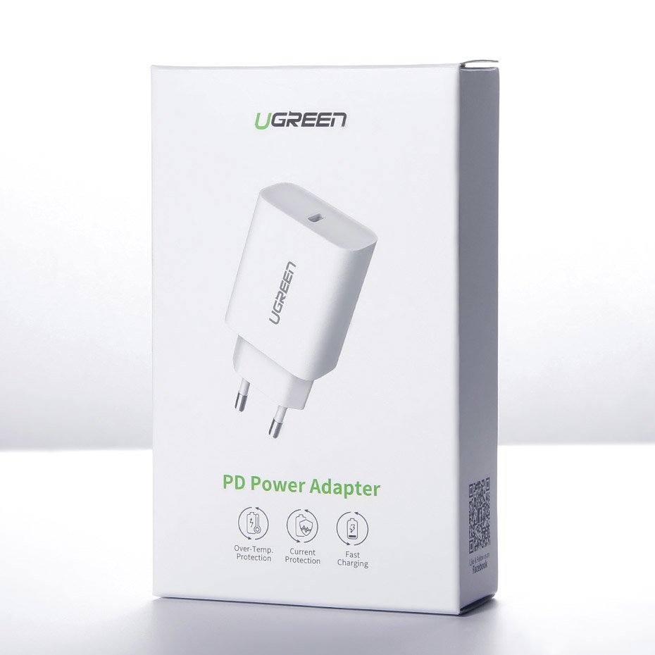 UGREEN CD137 Verkkolaturi, 18W, 3A, 1 x USB-C, Valkoinen