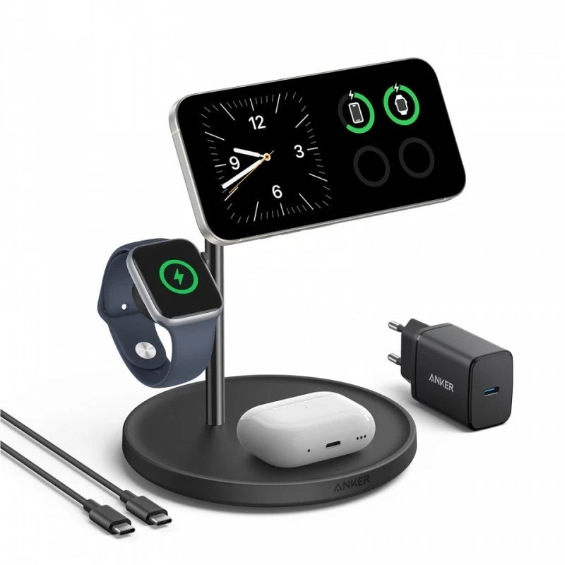 Anker MagGo 3in1 langaton verkkolaturi, 25W, 1.67A, Musta B25M3311