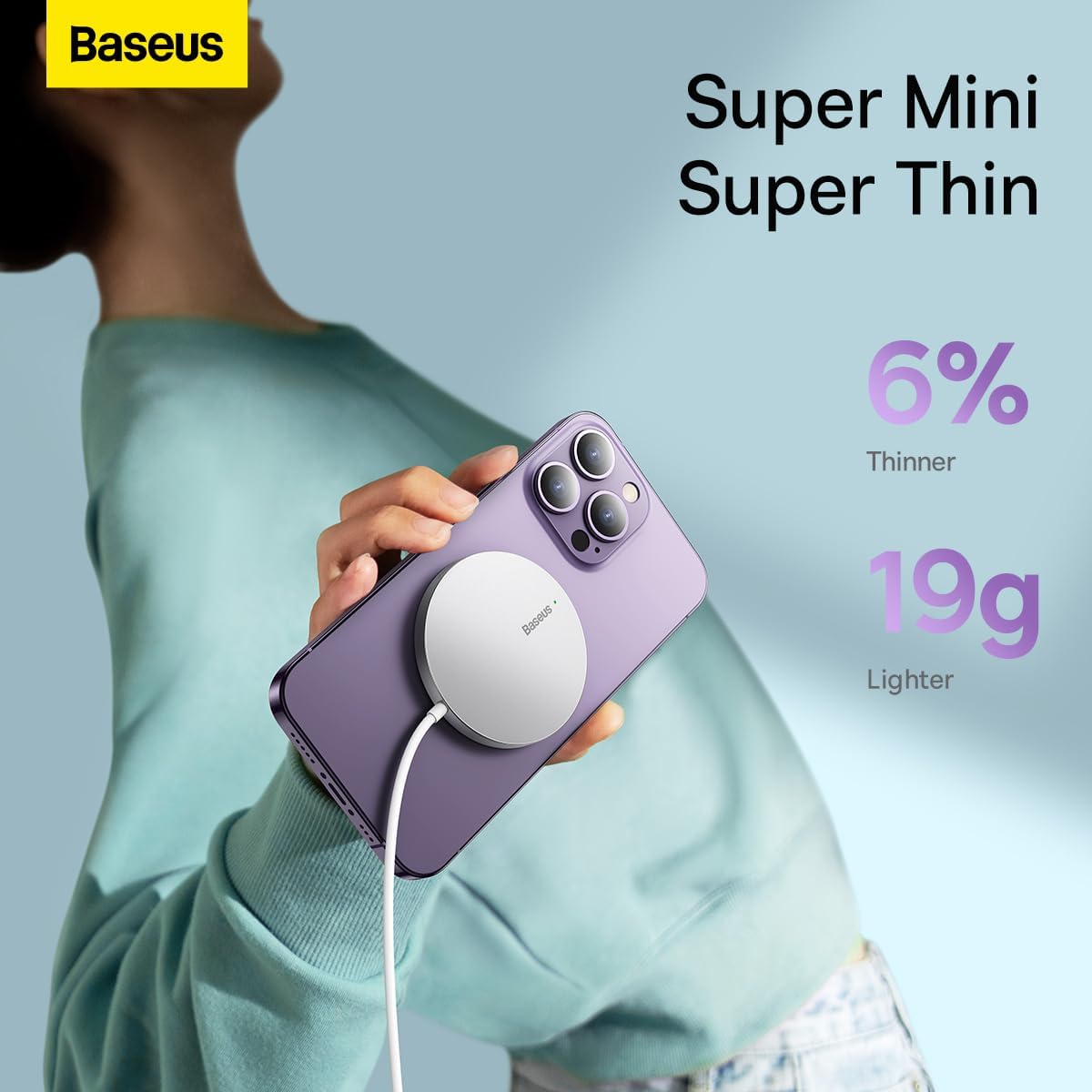 Baseus Simple Mini 3 -langaton laturi, 15W, 1.67A, Hopea CCJJ040012