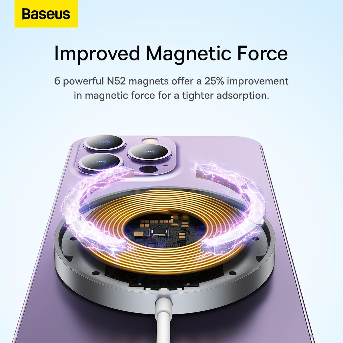 Baseus Simple Mini 3 -langaton laturi, 15W, 1.67A, Hopea CCJJ040012