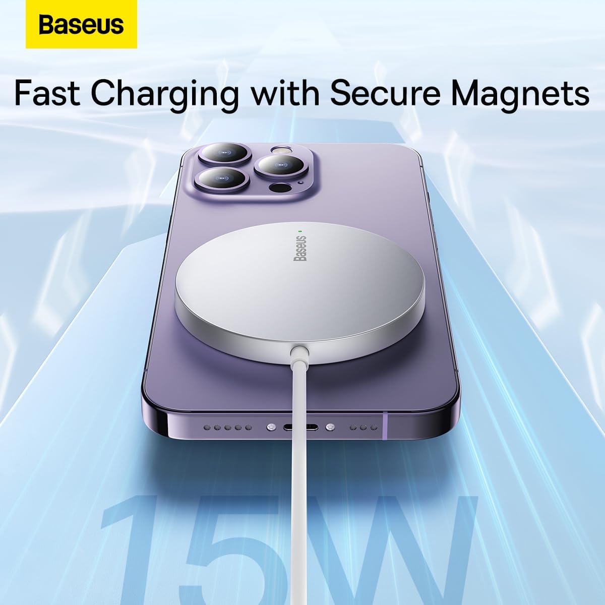 Baseus Simple Mini 3 -langaton laturi, 15W, 1.67A, Hopea CCJJ040012